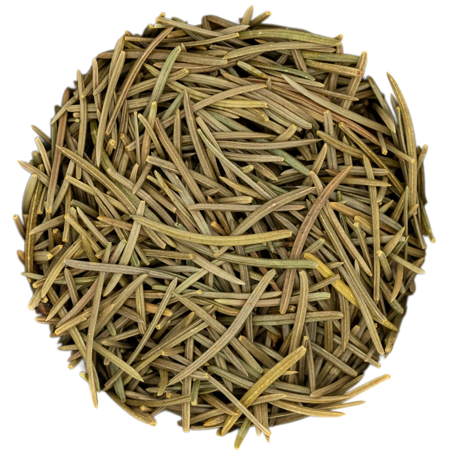 Nahaufnahme von klärend-reinigendem Fichtennadeln Räucherwerk (feine, nadelartige, olivgrüne Pflanzenteile). Die Kräuterdrogerie, Wien.