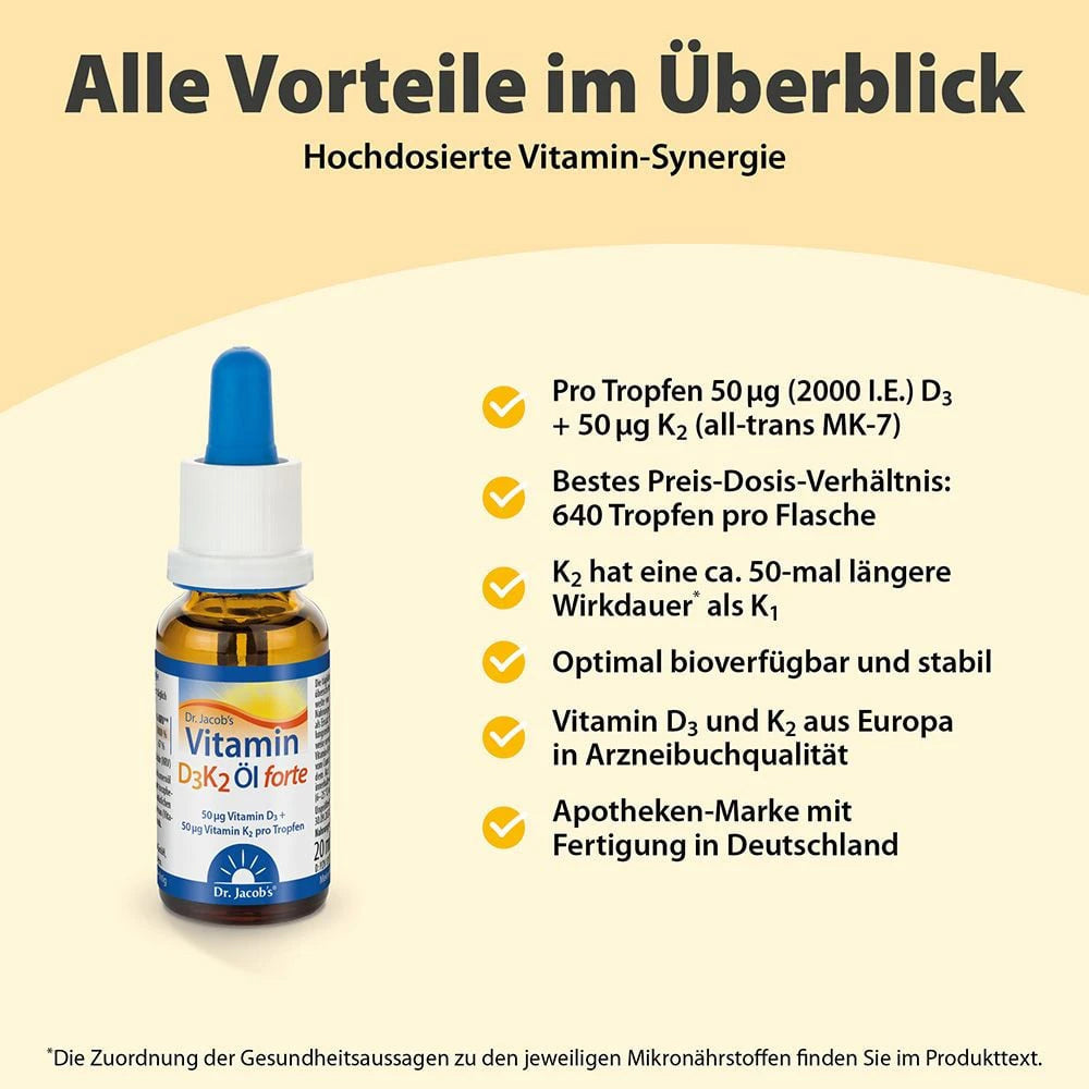 Vitamin D3K2 forte Öl 20ml Dr. Jacobs