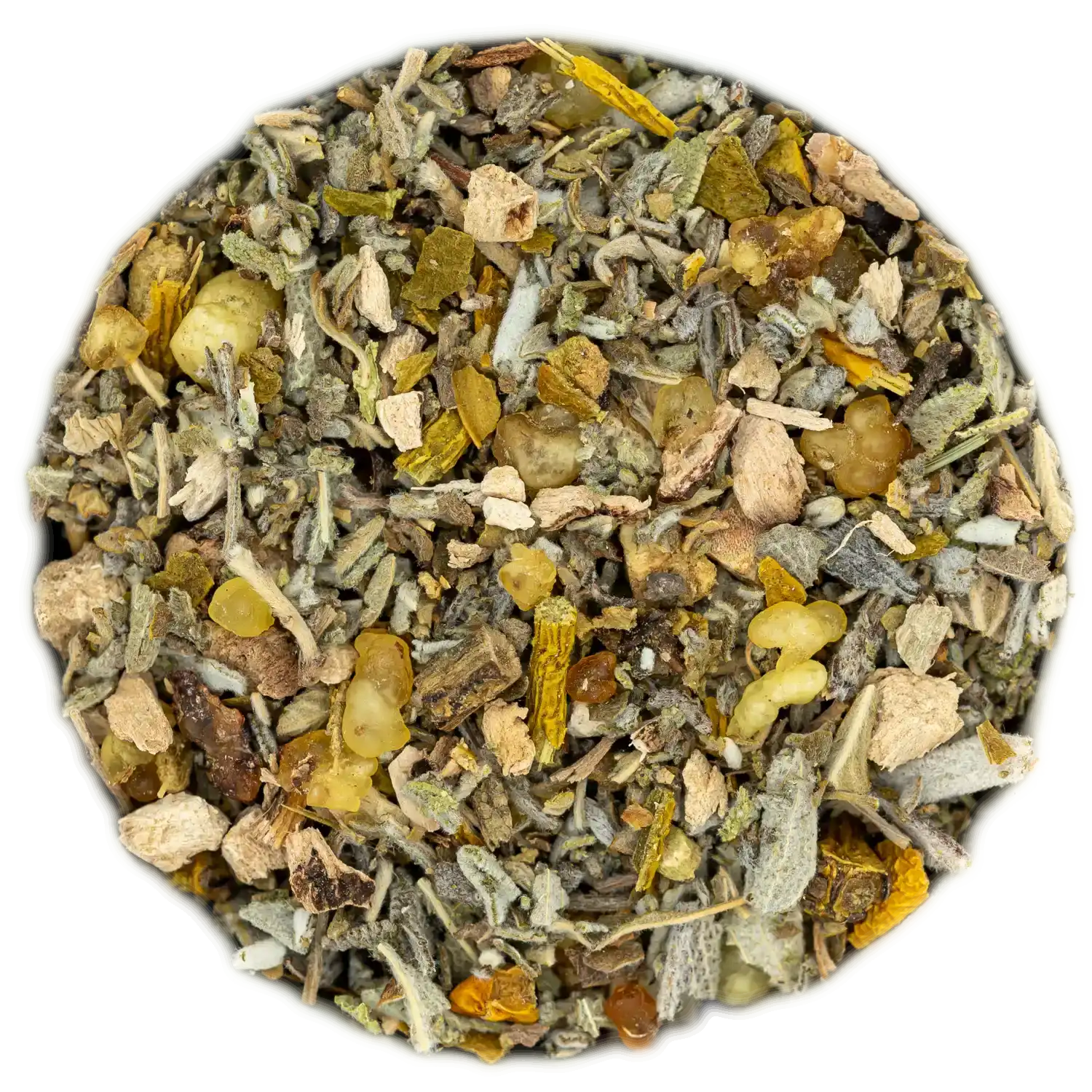 Aromatische Räuchermischung 'Klarheit' mit Salbei, Wurzeln und Harz-Granulat. Für Konzentration und mentale Reinigung.