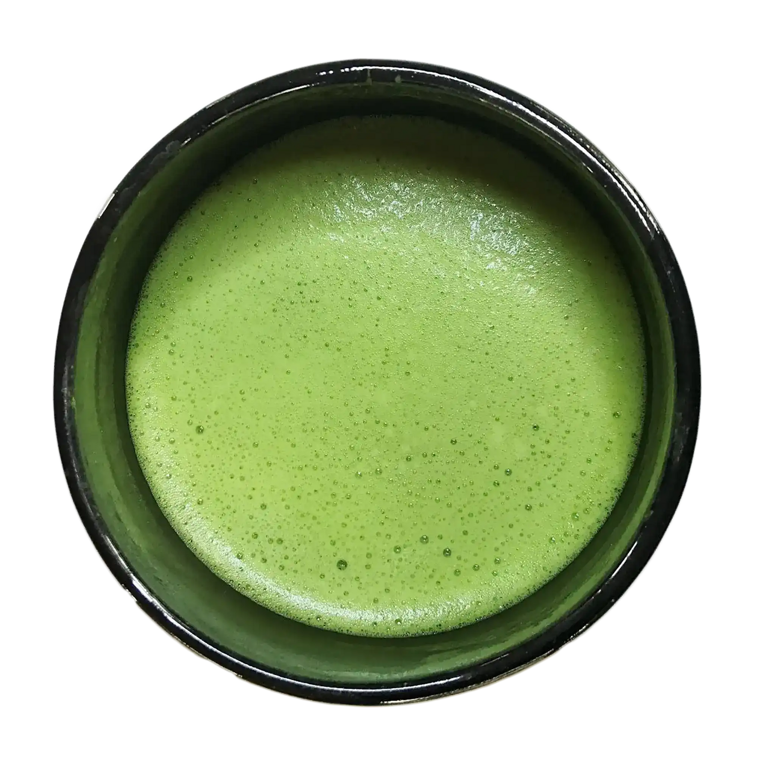 Keiko Bio Matcha Tekiro, schaumig zubereitet in einer Tasse. Hochwertiger japanischer Grüntee erhältlich in der Kräuterdrogerie.