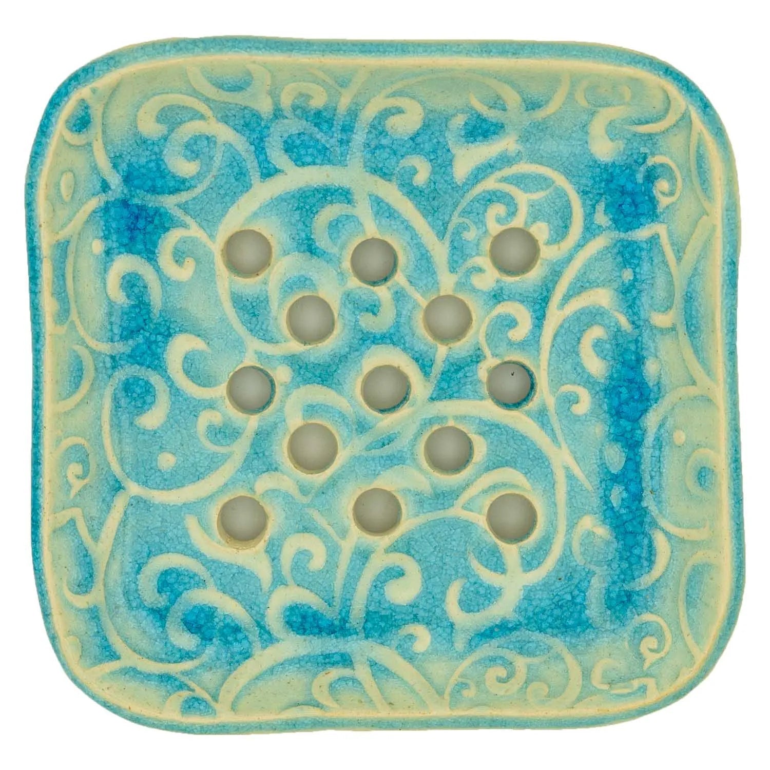 Seifenschale türkis mit Muster Clay Garden