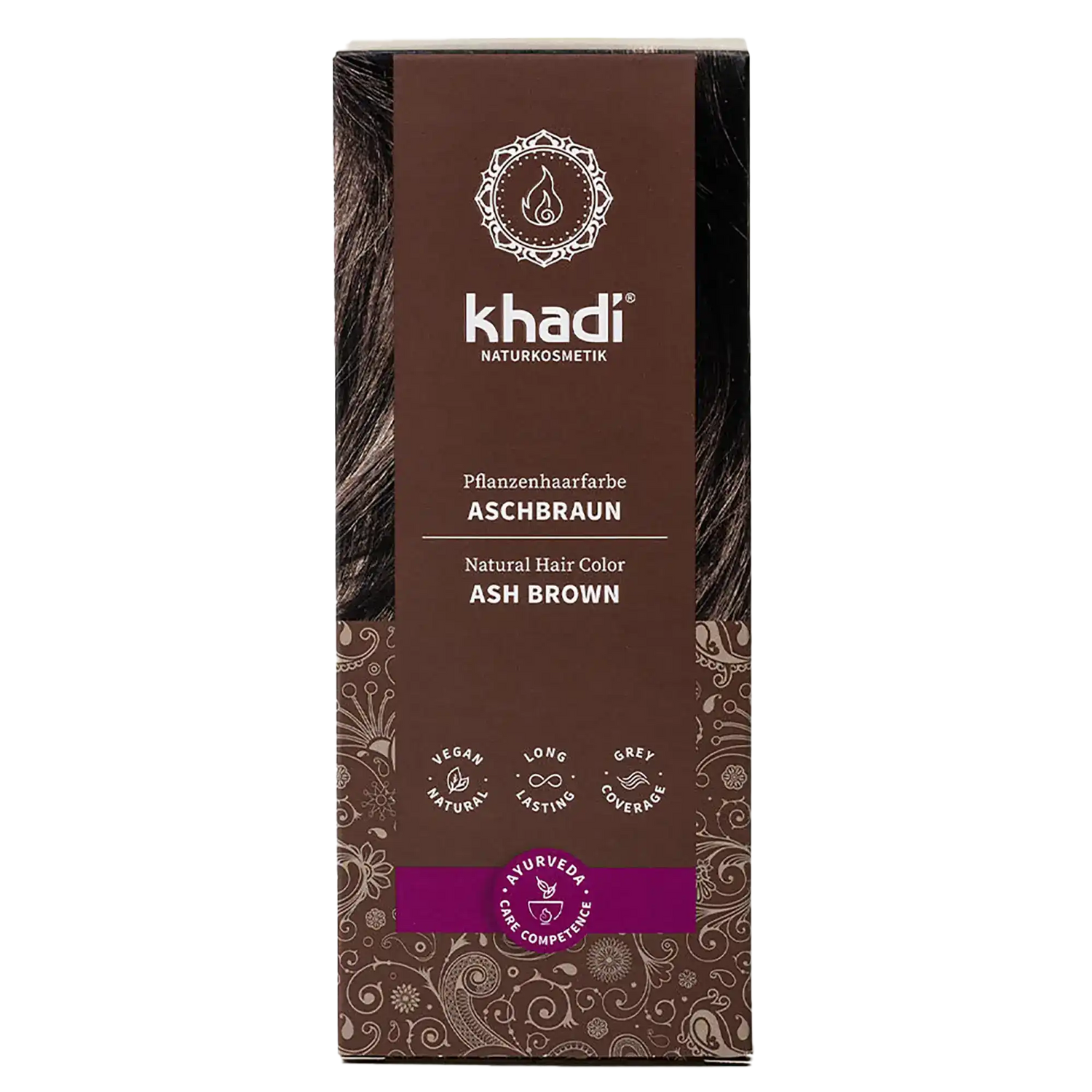 Aschbraun Pflanzenhaarfarbe 100g Khadi