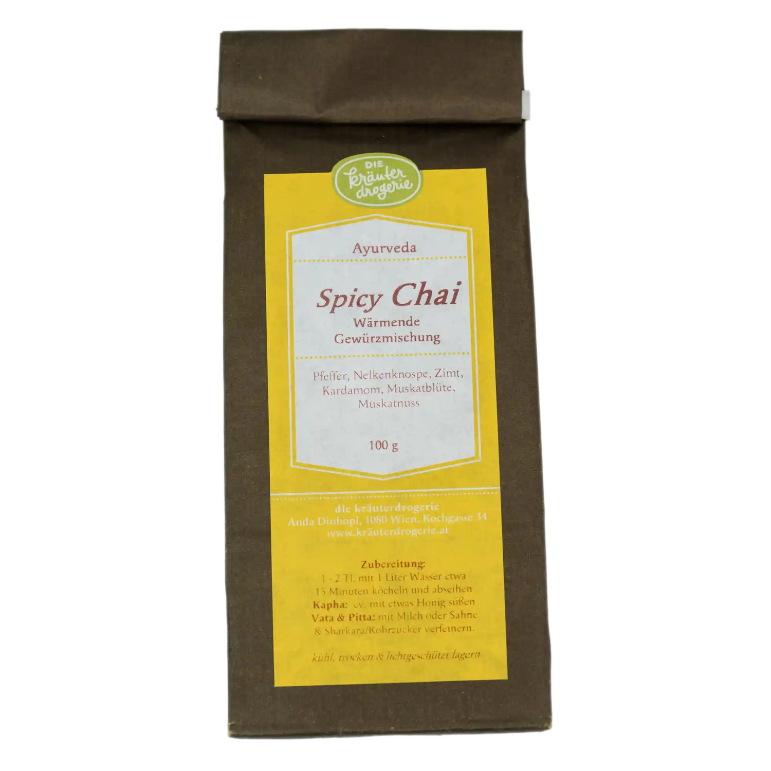 Spicy Chai -Verpackung - 100g Die Kräuterdrogerie