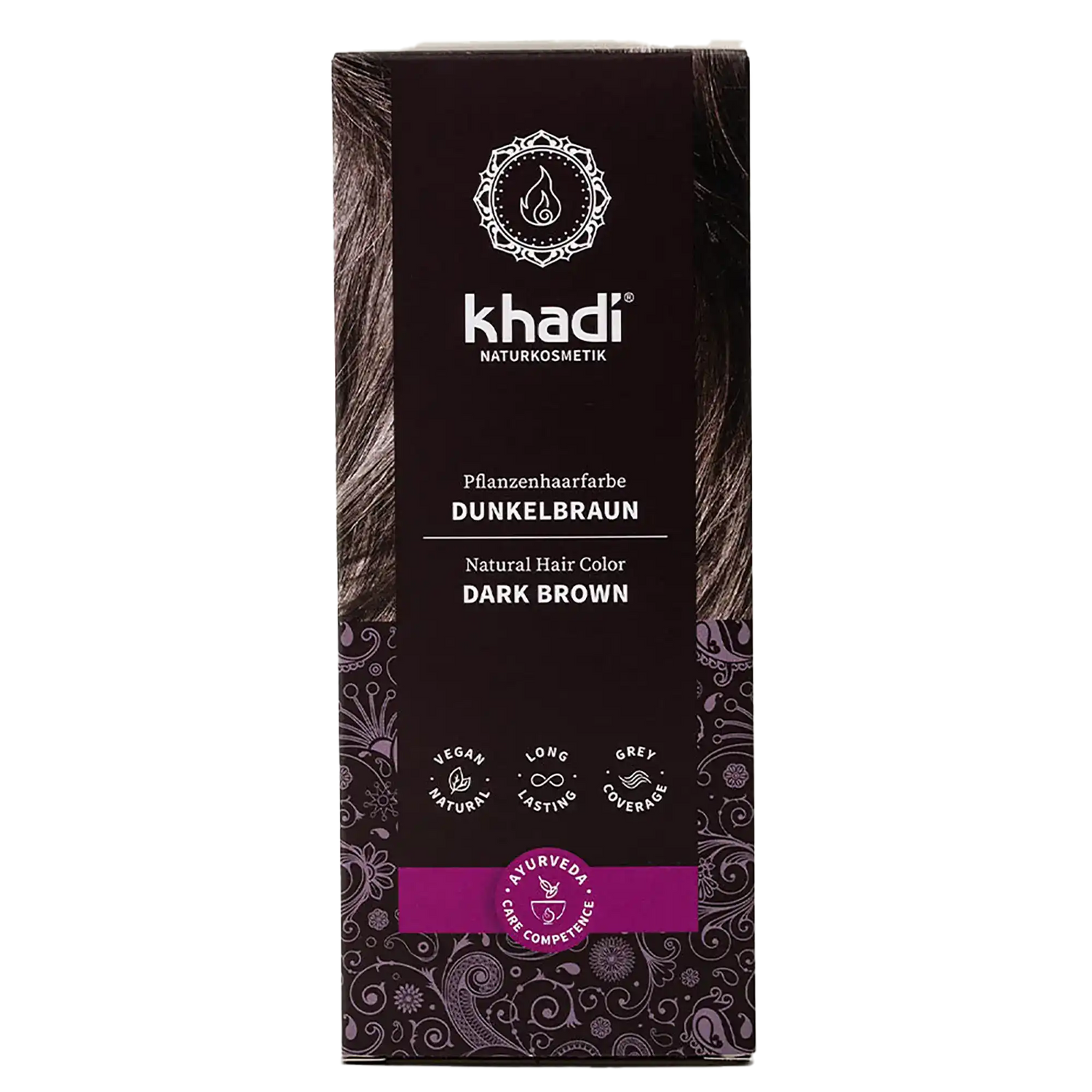 Dunkelbraun Pflanzenhaarfarbe 100g Khadi