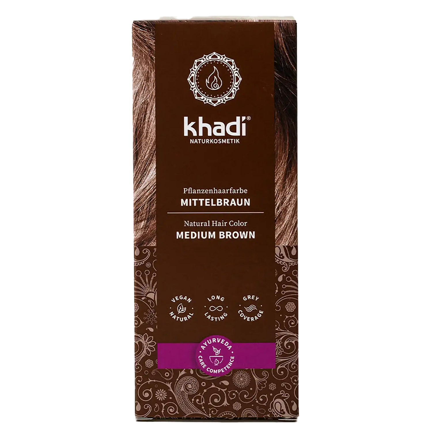 Mittelbraun Pflanzenhaarfarbe 100g Khadi