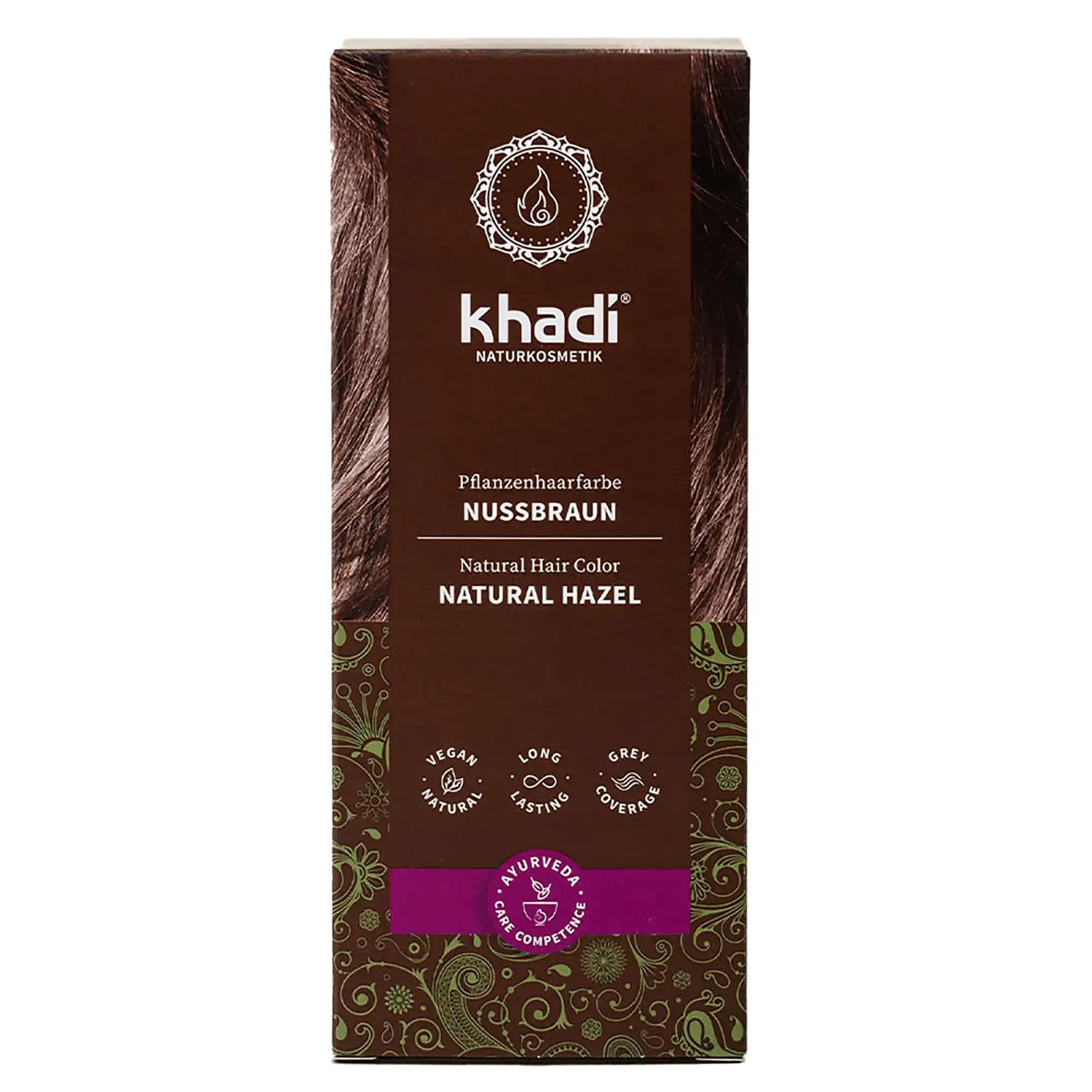 Nussbraun Pflanzenhaarfarbe 100g Khadi