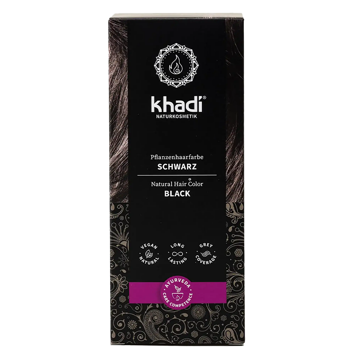 Schwarz Pflanzenhaarfarbe 100g Khadi