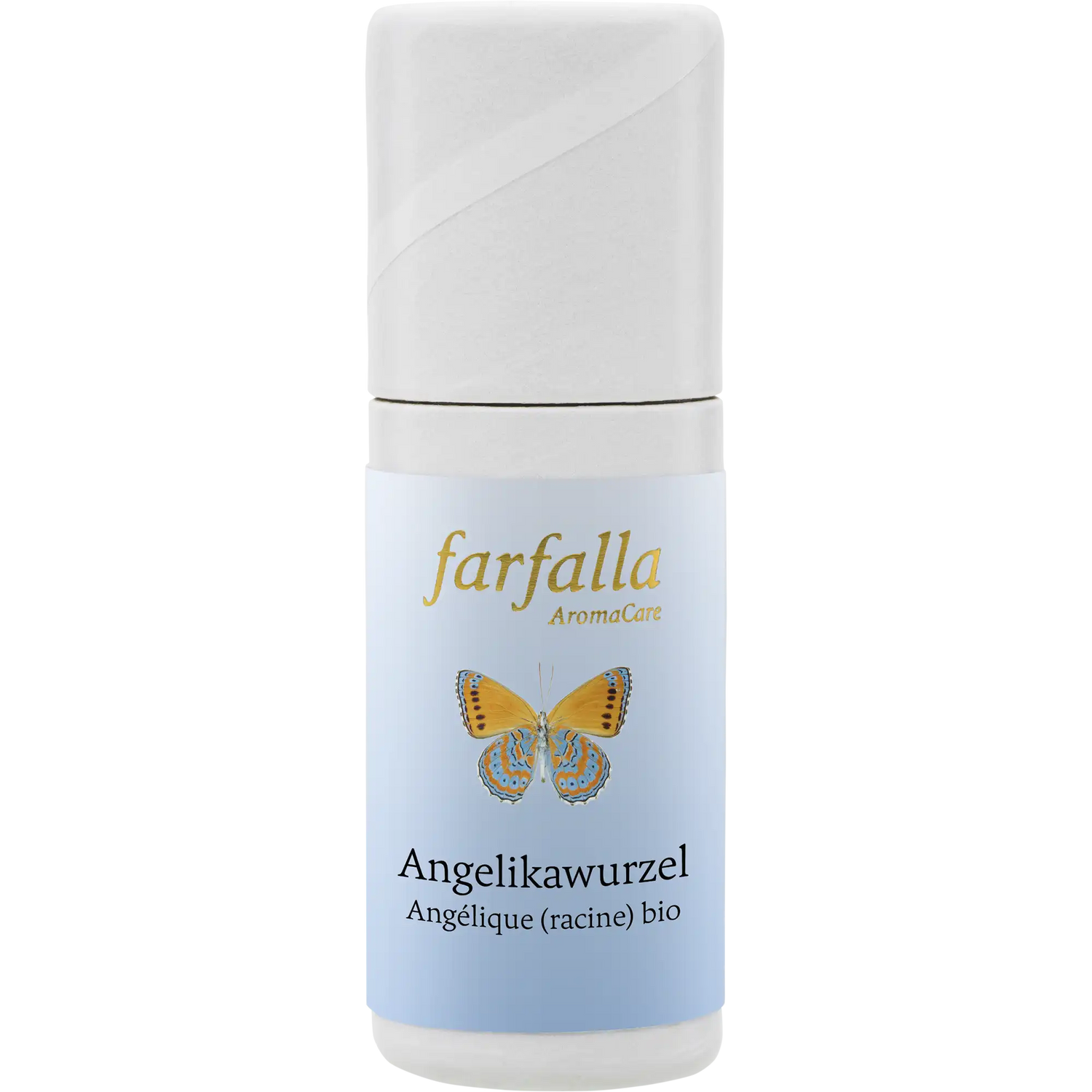 farfalla AromaCare Bio ätherisches Öl Angelikawurzel (Angélique racine bio). Hochwertiges Öl für Aromatherapie. Erhältlich in der Kräuterdrogerie, 1080 Wien.