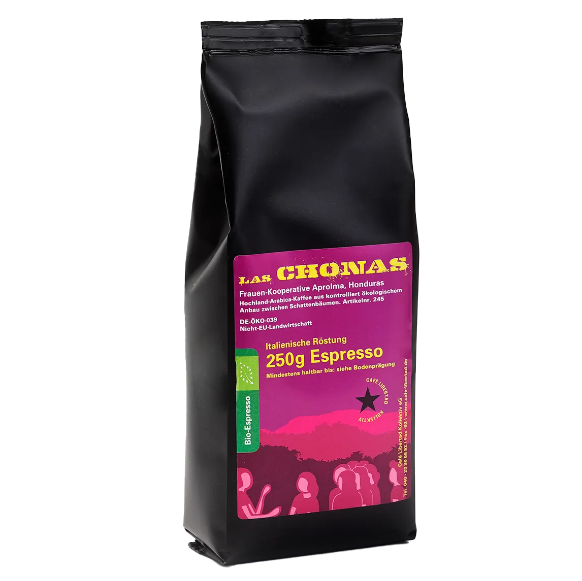 Las Chonas Bio Espressso ital. Röstung gemahlen 250g Café Libertad Kollektiv