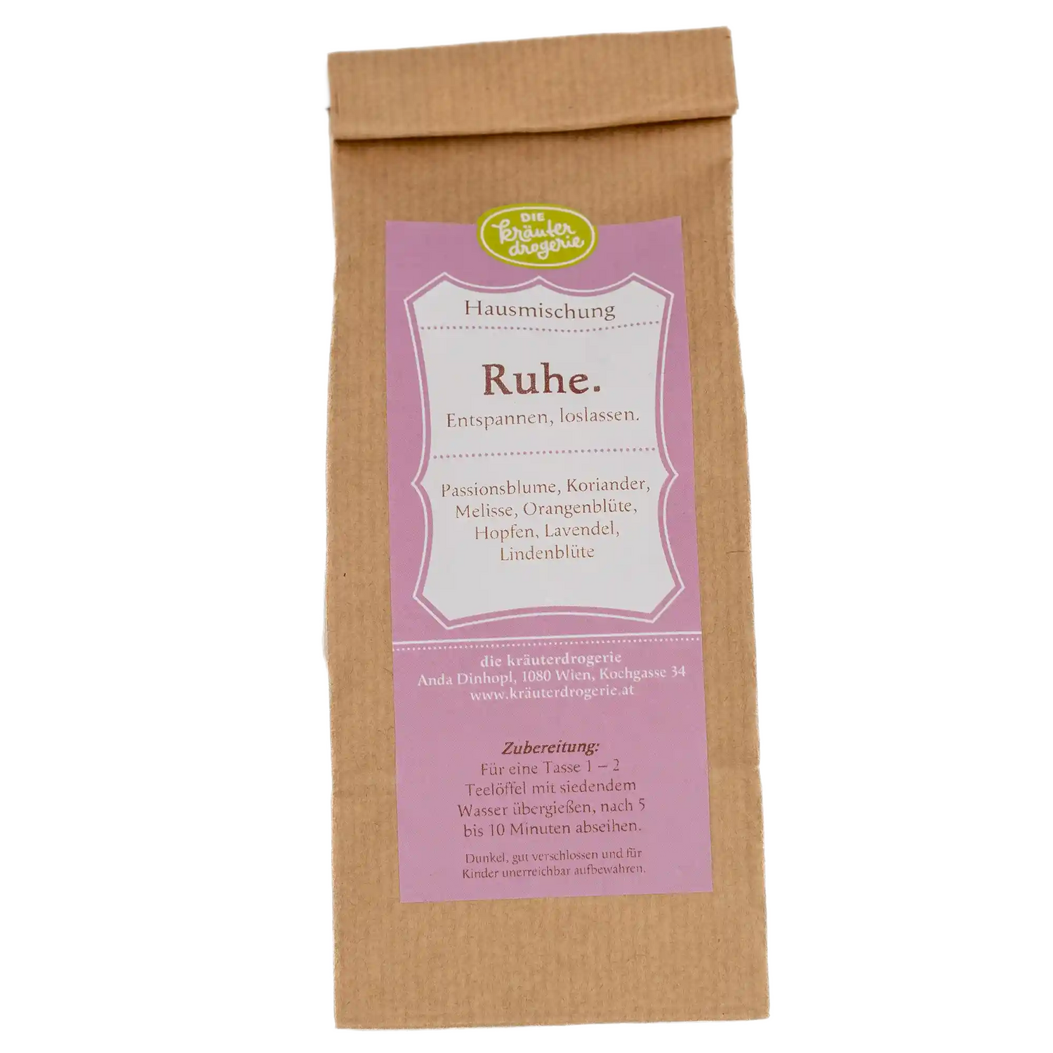Ruhetee – 50g - Verpackung - Die Kräuterdrogerie