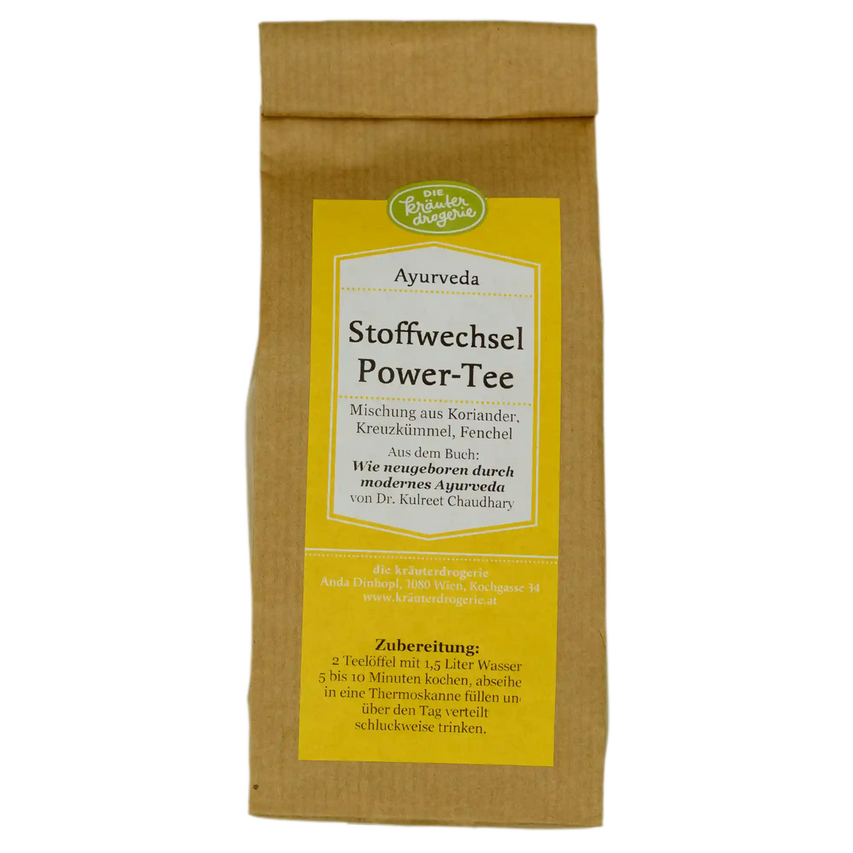 Stoffwechsel-Power Tee Verpackung – 120g Die Kräuterdrogerie