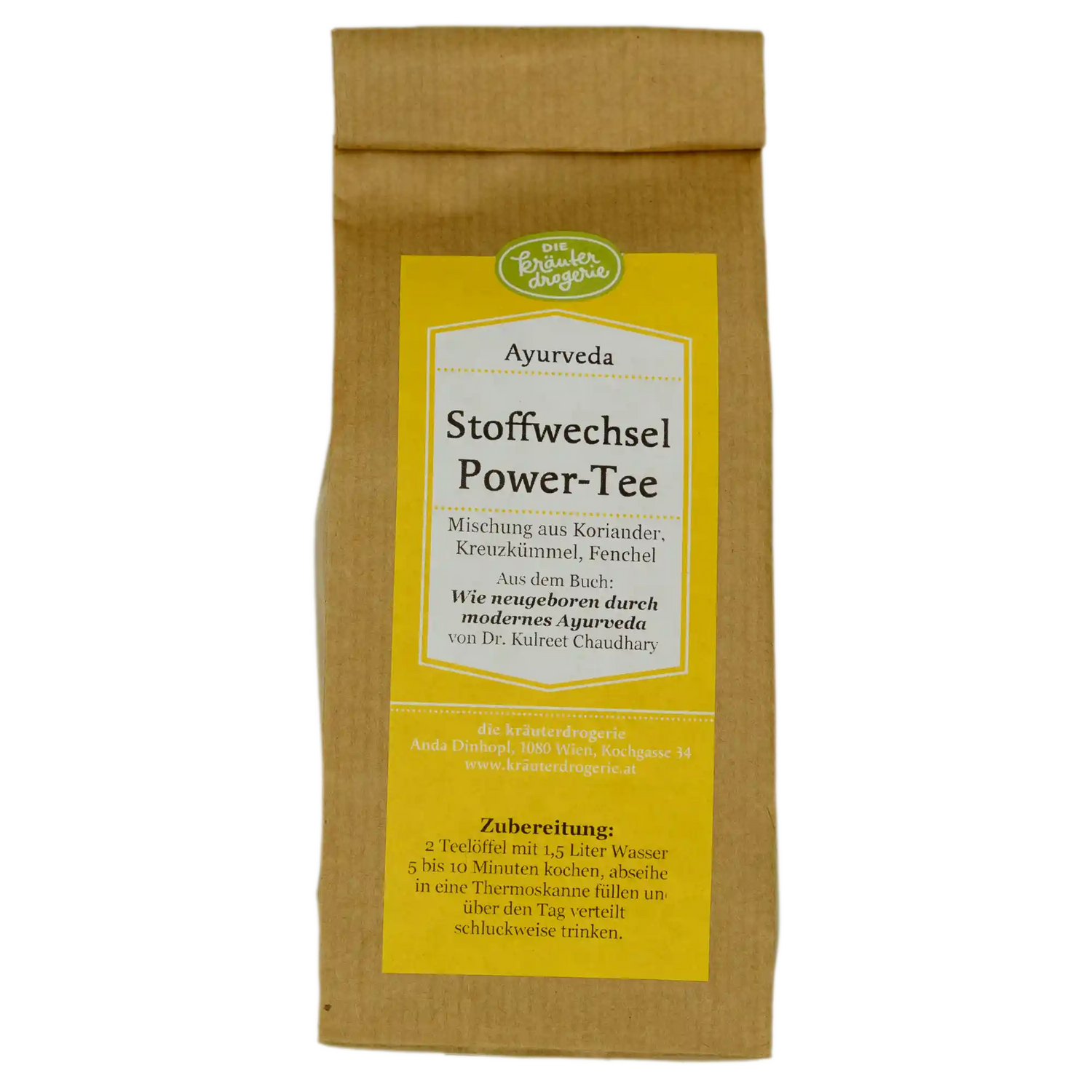 Stoffwechsel-Power Tee Verpackung – 120g Die Kräuterdrogerie