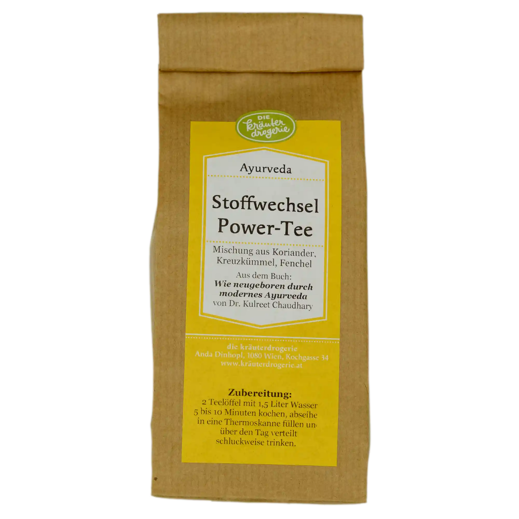 Stoffwechsel-Power Tee Verpackung – 120g Die Kräuterdrogerie