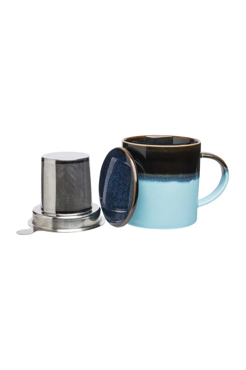 Tasse mit Teesieb Industrial blau 410ml