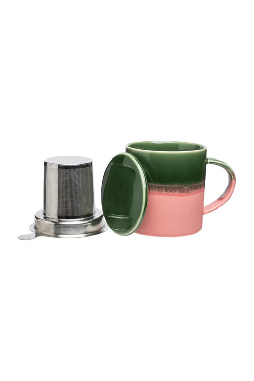 Tasse mit Teesieb Industrial grün/rosa 410ml