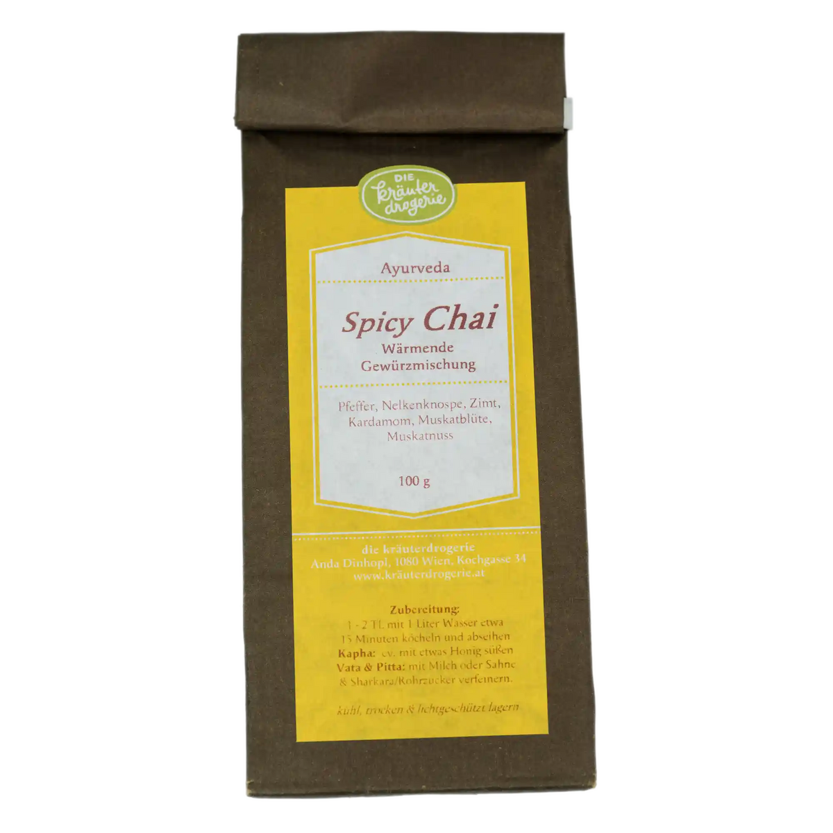 Spicy Chai -Verpackung - 100g Die Kräuterdrogerie