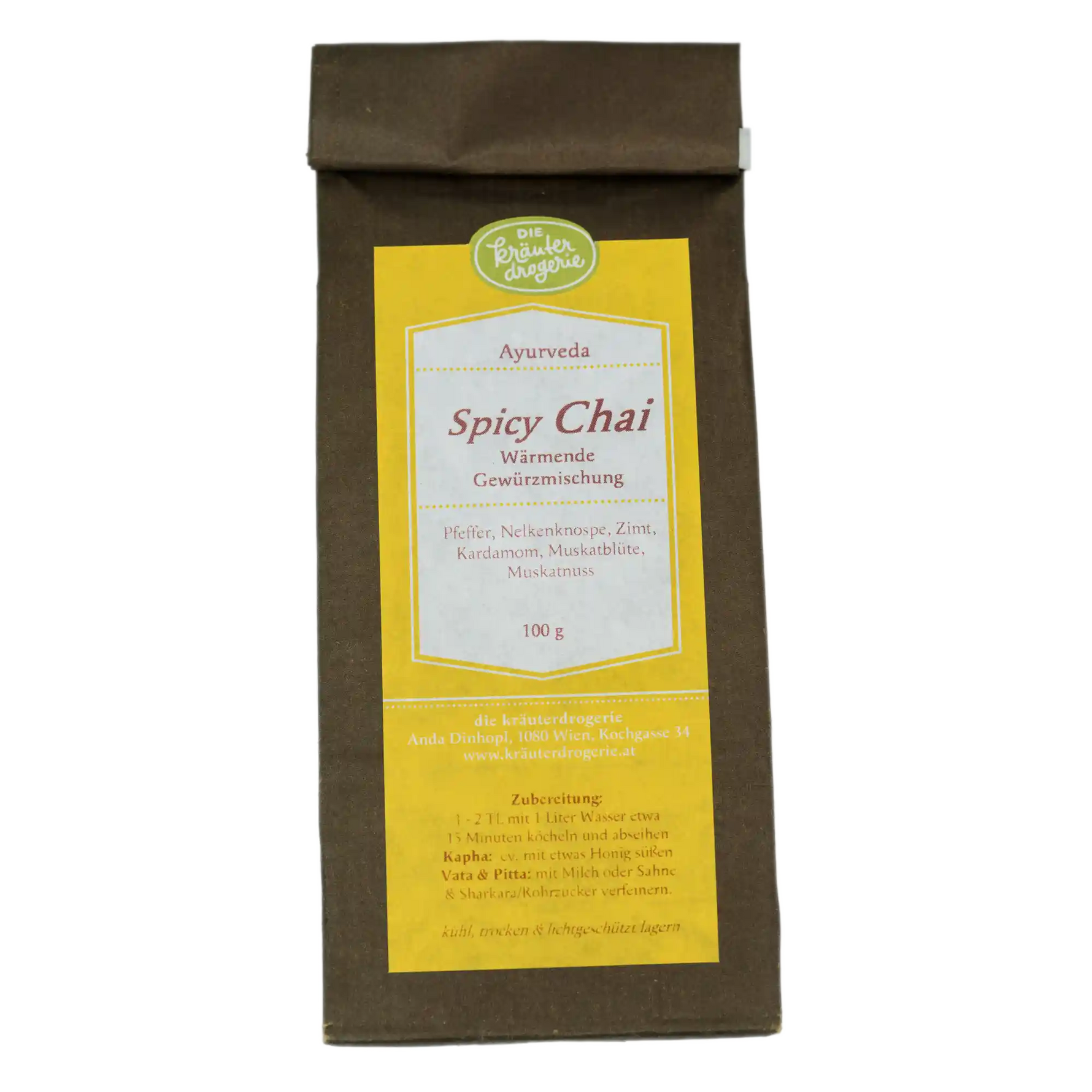 Spicy Chai -Verpackung - 100g Die Kräuterdrogerie